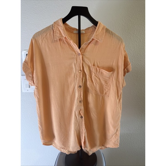 BE COOL Tops - BeCool Women's S Button Down‎ Lightweight Top Cap Sleeveless Orange Size Large